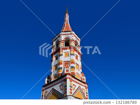 Russia, Suzdal, colorful bell tower Russia, Suzdal, colorful bell tower 132186780