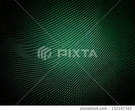 A futuristic space representation with green glowing glass particles A futuristic space representation with green glowing glass particles 132187162