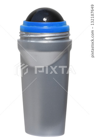 Silver roll-on deodorant without cap, with blue ring and black ball Silver roll-on deodorant without cap, with blue ring and black ball 132187649