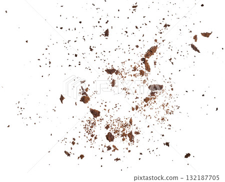 Spilled ground coffee on isolated background Spilled ground coffee on isolated background 132187705