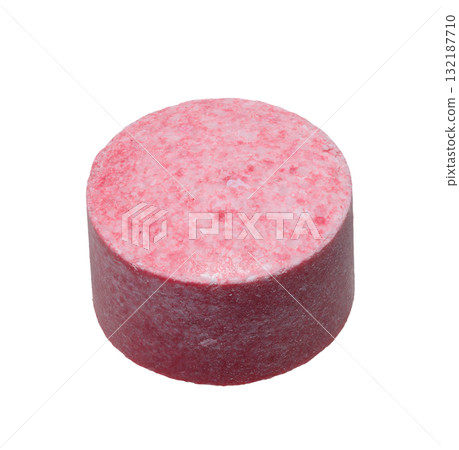 Pink round pill on isolated background Pink round pill on isolated background 132187710