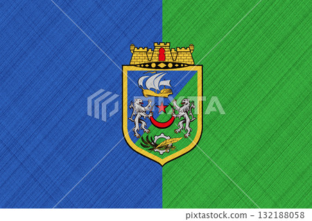 The official flag of Algiers, the capital of Algeria, on fabric texture. Conceptual collage. Illustration 132188058