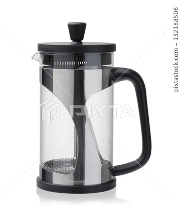 Side view of empty glass french press 132188508