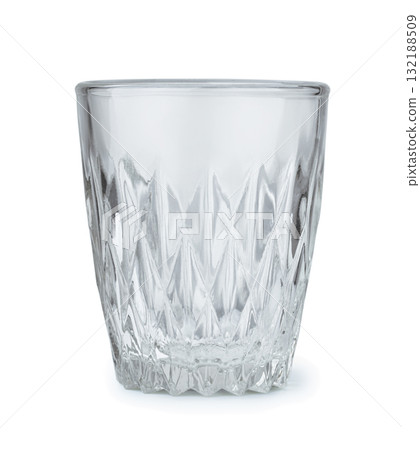 Front view of empty faceted glass 132188509