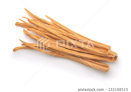 Top view of dried  yuba tofu skin sticks 132188513