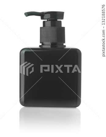 Front view of blank black cosmetic pump bottle 132188576