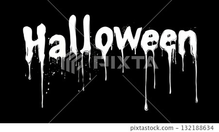 A black and white image of the word halloween dripping down 132188634