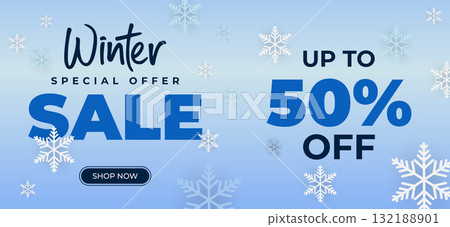 Elegant Winter Special Offer Banner with Frosty Blue Gradient Design 132188901