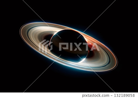 Saturn eclipse creating a backlit ring spectacle in space 132189058