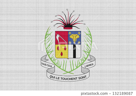 The official flag of Brazzaville, capital of the Republic of the Congo, on fabric texture. Conceptual collage. Illustration The official flag of Brazzaville, capital of the Republic of the Congo, on fabric texture. Conceptual collage. Illustration 132189087