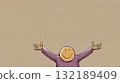 A cartoon of a man with his arms outstretched in the air 132189409