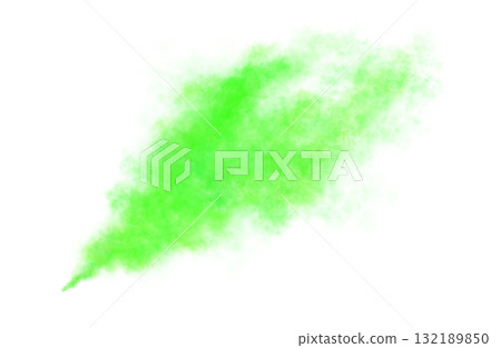 Green smoke cloud isolated on transparent background for use in design, digital art, advertising, or abstract visual effects 132189850