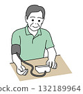 一位老人測量血壓的醫療保健插圖 132189964