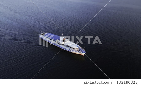 Passenger ferry navigating calm river waters. Clip 132190323