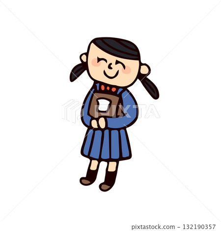 學生拿出麵包的插圖 132190357