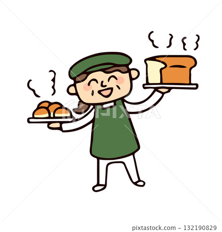 麵包店出售新鮮出爐的麵包的插圖 132190829