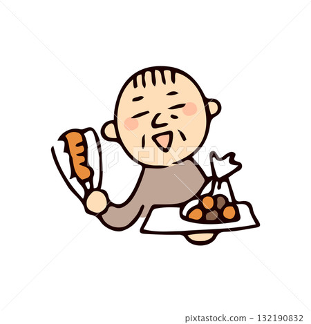 一位老人買麵包的插圖 132190832