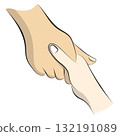 closeup two hands holding each other illustration vector isolated on white background 132191089