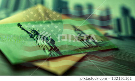 An iconic composition symbolizing American immigration and freedom An iconic composition symbolizing American immigration and freedom 132191161