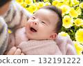 Mom and baby in a flower field 132191222