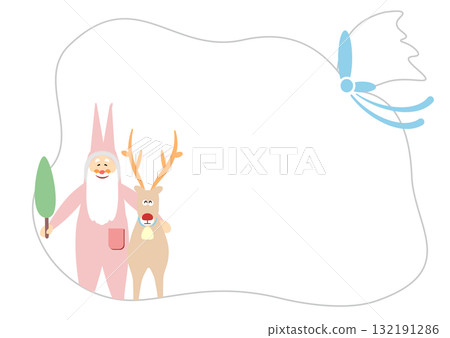 Christmas frame illustration material Santa Claus and reindeer bag gift message cute Christmas frame illustration material Santa Claus and reindeer bag gift message cute 132191286