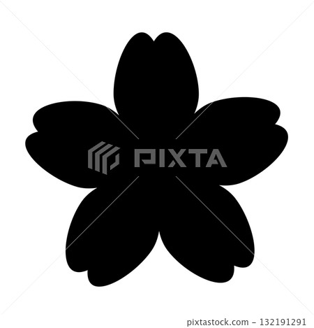 Simple cherry blossom illustration material, black and white, icon, monochrome Simple cherry blossom illustration material, black and white, icon, monochrome 132191291