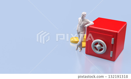 The Safe deposit box for Earn or Business concept 3d Rendering. 132191318