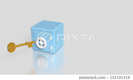 The Safe deposit box and Key for Earn or Business concept 3d Rendering. The Safe deposit box and Key for Earn or Business concept 3d Rendering. 132191319