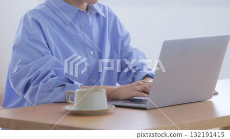 Tired woman with computer Tired woman with computer 132191415