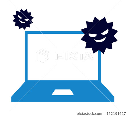 Illustration of a laptop computer being targeted by multiple viruses 132191617