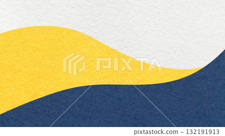 Abstract white, yellow, navy blue texture paper background, wavy layers. Wave pattern with copy space for banner Abstract white, yellow, navy blue texture paper background, wavy layers. Wave pattern with copy space for banner 132191913