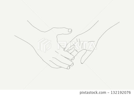 a line drawing of two hands holding each other 132192076