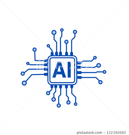 Image of artificial intelligence. Simple AI illustration. Icon. Mark. Generative AI. Monochrome silhouette. Image of artificial intelligence. Simple AI illustration. Icon. Mark. Generative AI. Monochrome silhouette. 132192083