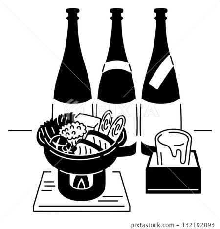 Sake and hotpot illustration Sake and hotpot illustration 132192093