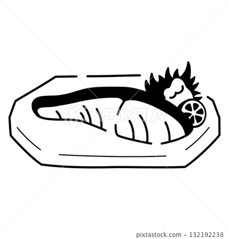 烤鮭魚插圖 132192238