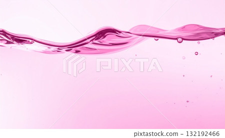 奢華保濕、抗衰老、護膚金色精華液，背景為粉紅色水波紋 132192466