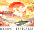 富士山和飛馬日式新年賀卡插圖8/傳單和海報材料 132192488