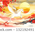 富士山和飛馬日式新年賀卡插圖5 / 傳單和海報材料 132192491