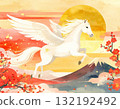 富士山和飛馬日式新年賀卡插圖4/傳單和海報材料 132192492