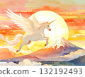 富士山和飛馬日式新年賀卡插圖3/傳單和海報材料 132192493