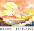 富士山和飛馬日式新年賀卡插圖1/傳單和海報材料 132192495