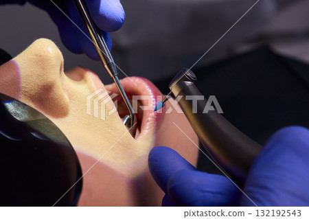 Comprehensive Dental Hygiene Procedure Conducted with a Specialized Dental Drill Tool Comprehensive Dental Hygiene Procedure Conducted with a Specialized Dental Drill Tool 132192543