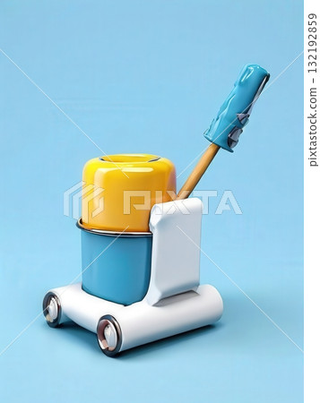an AI Image Generator, Colorful Cleaning Equipment Against 132192859