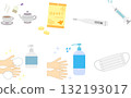 感冒預防用品插圖素材集 132193017