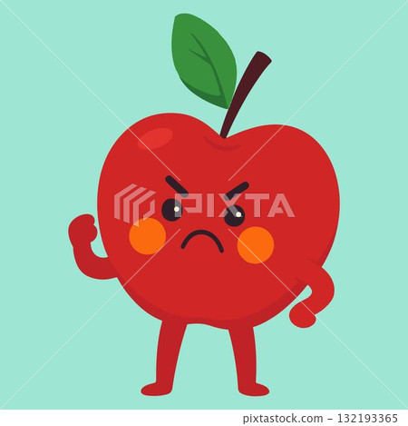angry funny cartoon fruits expression face 132193365