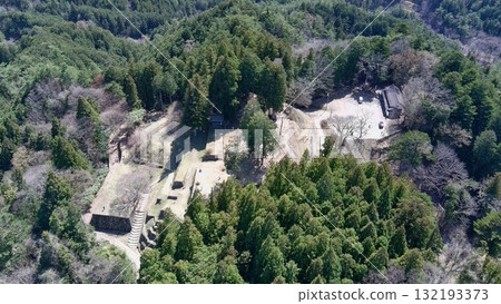 Mino Province, Iwamura Castle, overlooking the main keep, stone walls 132193373