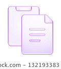 3D glassmorphism document icon in purple gradient. Glossy minimal symbol representing file, paper, and office data, copy paste icon 132193383