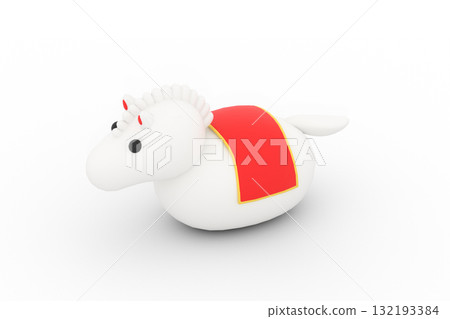 Horse (White Horse) Japanese style material with red saddle Horse (White Horse) Japanese style material with red saddle 132193384