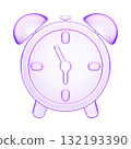 3D glassmorphism alarm clock icon. Glossy purple minimal style representing time, schedule, and punctuality. Ideal for productivity or education digital projects. 132193390