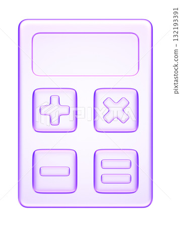 3D glassmorphism calculator icon. Glossy minimal purple design representing math, accounting, and finance. Perfect for education, business, and digital applications. 3D glassmorphism calculator icon. Glossy minimal purple design representing math, accounting, and finance. Perfect for education, business, and digital applications. 132193391